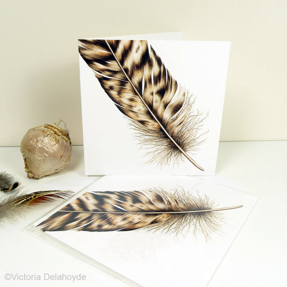 Owl Feather Greeting Card - Victoria Delahoyde