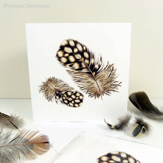Quail Feather Greeting Card - Victoria Delahoyde